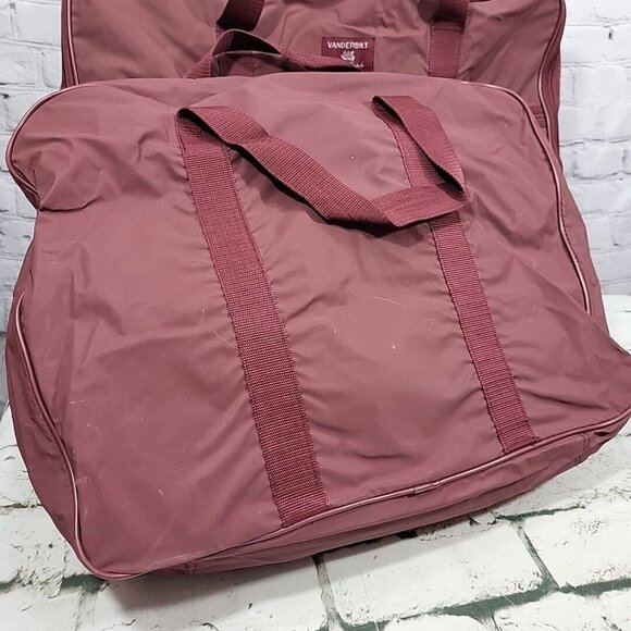 Vintage Gloria Vanderbilt 3pc Luggage Set Maroon Nylon Bags "H" Monogrammed - Picture 9 of 16
